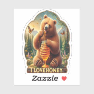 Bear Eating Honey From A Honeycomb Sticker