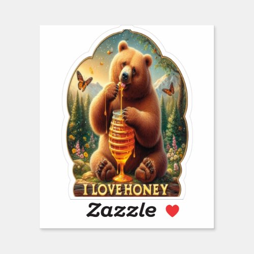 Bear Eating Honey From A Honeycomb Sticker
