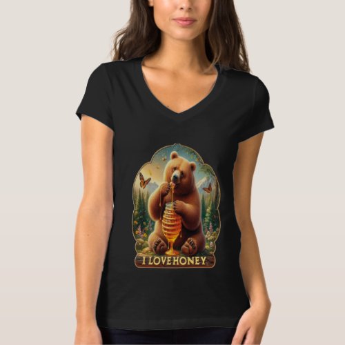 Bear Eating Honey From A Honeycomb T_Shirt