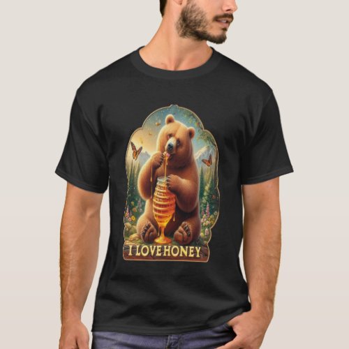 Bear Eating Honey From A Honeycomb T_Shirt