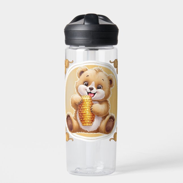 bear eating honey water bottle (Front)