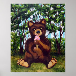 Bear Eating Ice Cream Fine Art Poster