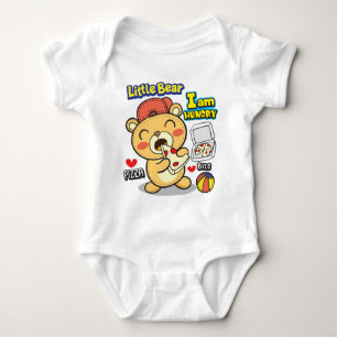 Bear eating pizza baby bodysuit