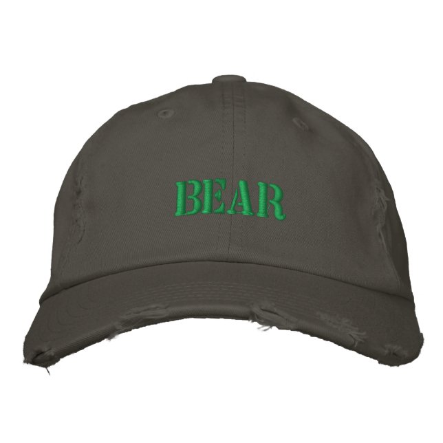 BEAR EMBROIDERED BASEBALL HAT (Front)