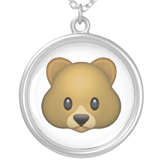Bear - Emoji Silver Plated Necklace (Front)
