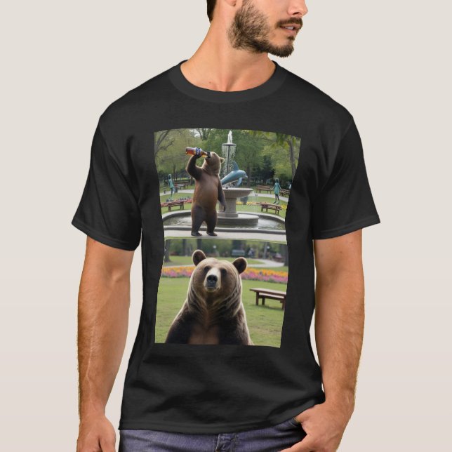  "Bear Enjoys a Pint – Fun Graphic Tee" T-Shirt (Front)