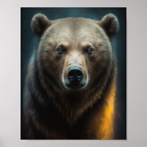 Bear Essence Minimalist Oil Painting Art  Poster