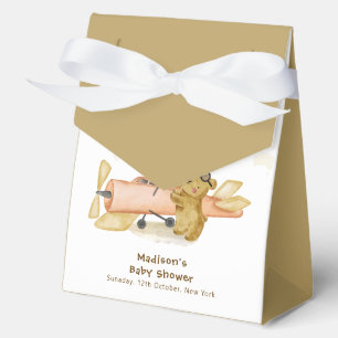 Bear Explorer World Map Airplane Boy Baby Shower Favor Boxes