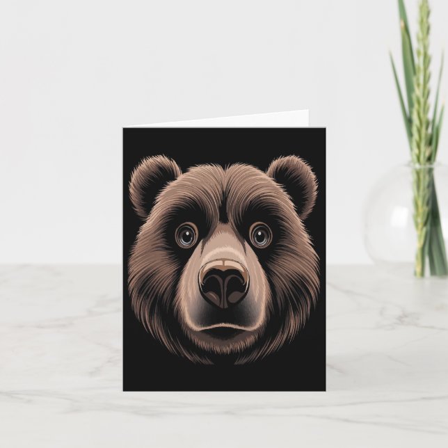 Bear Face Halloween Costume Brown Bear Animal Kids Card (Front)
