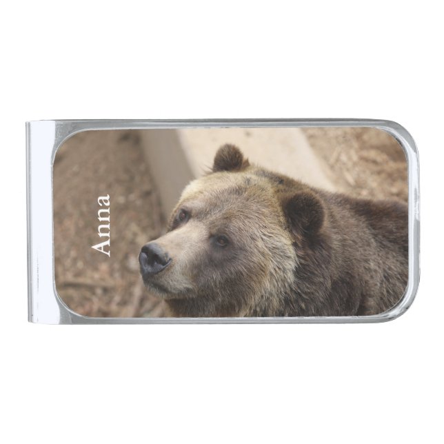 Bear Face Silver Finish Money Clip (Front)