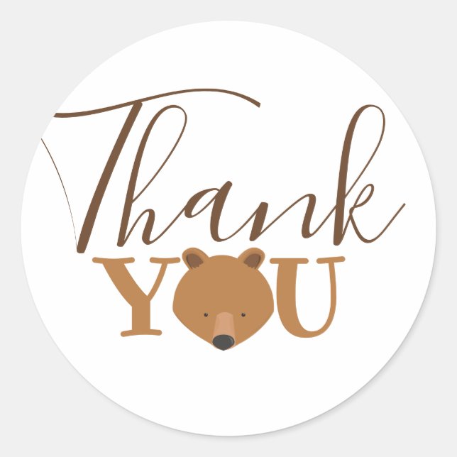 Bear Face Thank You Classic Round Sticker (Front)