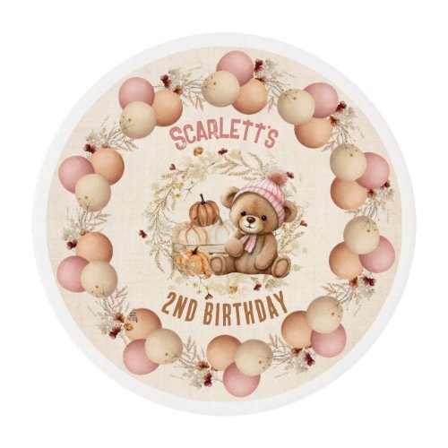 Bear Fall Birthday Girl Edible Frosting Rounds