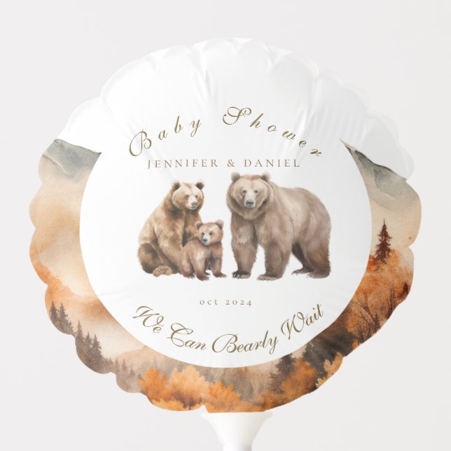 Bear Family Adventure Fall Baby Shower Neutral Balloon (Front)