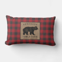 Bear Family Cabin Red Buffalo Plaid Burlap Outdoor