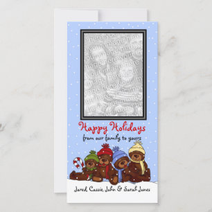 Bear family Christmas photo card Vertical