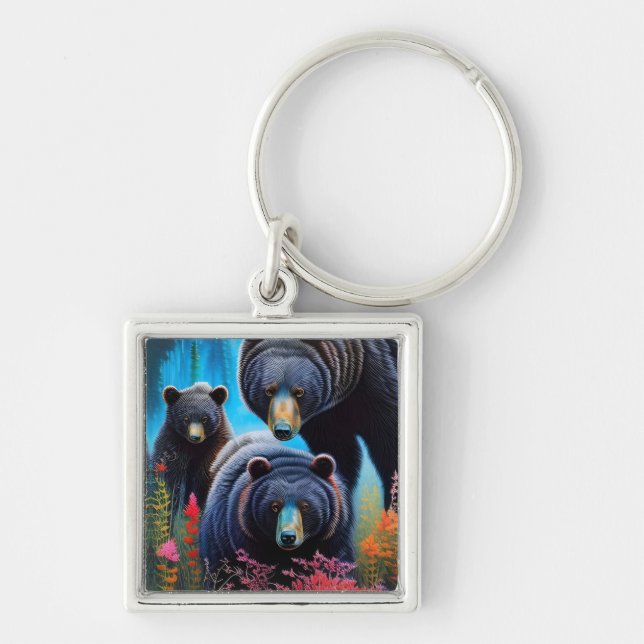Bear family collage keychain (Front)