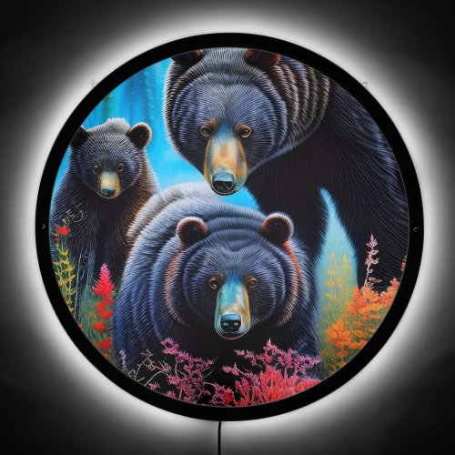 Bear family collage LED sign