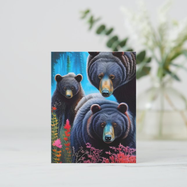 Bear family collage postcard (Standing Front)