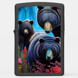 Bear family collage zippo lighter