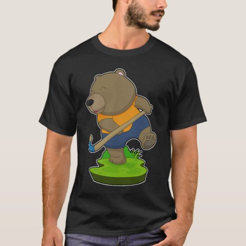 Bear Field hockey Hockey stick T_Shirt