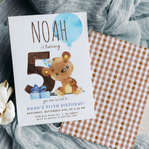 Bear Fifth Birthday Invitation