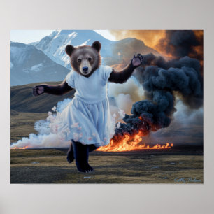 "Bear Fire" Art Poster Print Katty Pulsar 