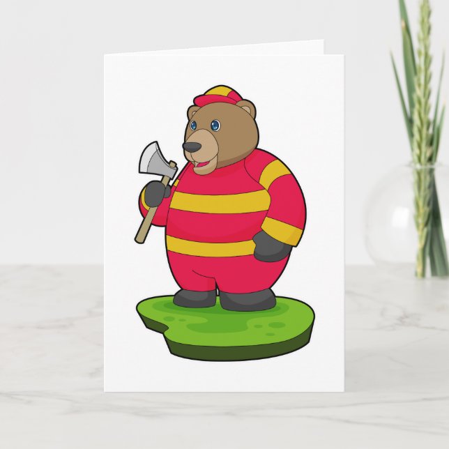 Bear Firefighter Ax Card (Front)