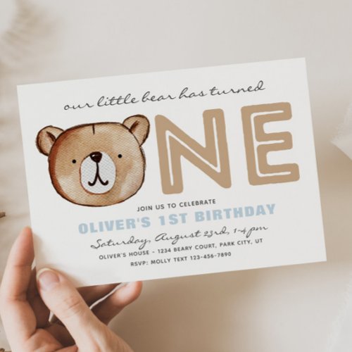 Bear First Birthday Invitations