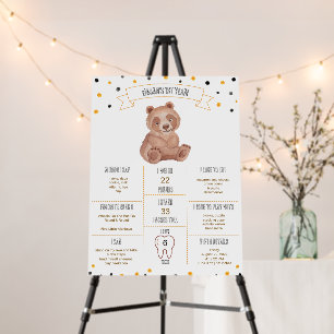 Bear First Birthday Milestone Board – Teddy Bear