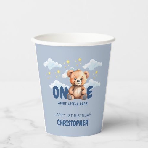 Bear First Birthday Paper Cups