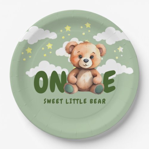 Bear First Birthday Paper Plates