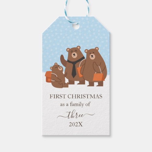 Bear First Christmas As A Family Of 3 Gift Tags
