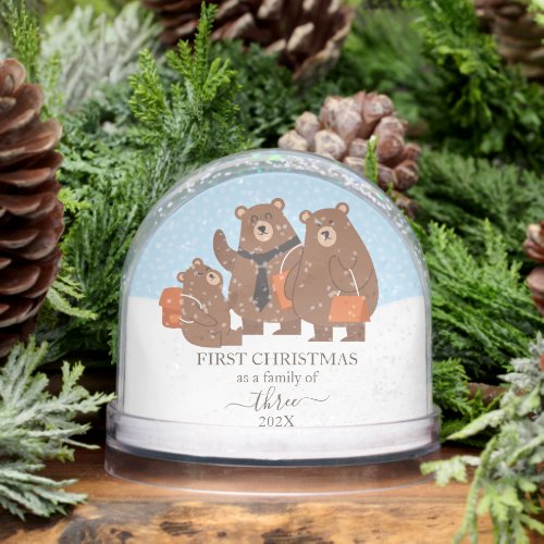 Bear First Christmas As A Family Of 3 Snow Globe