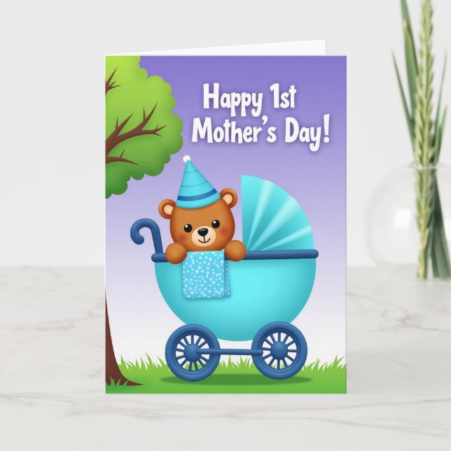 Bear First Mothers Day Scene Card (Front)