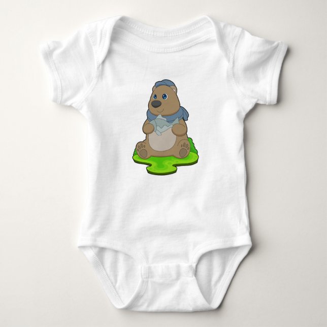 Bear Fish Baby Bodysuit (Front)