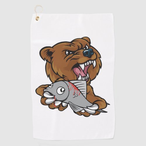 Bear Fish Fishing Fisherman Golf Towel