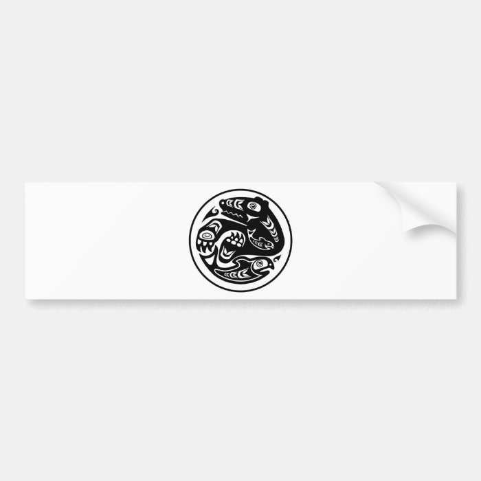 Bear & Fish Native American Design Bumper Sticker