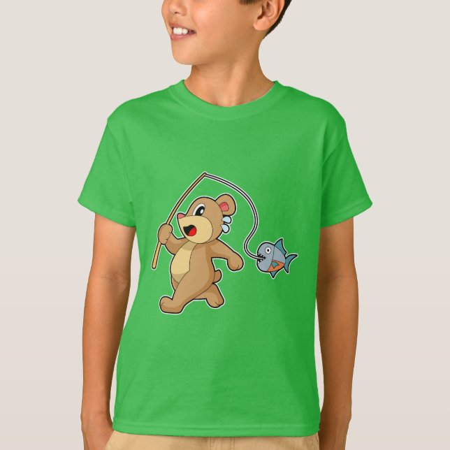 Bear Fisher Fish Fishing T-Shirt (Front)
