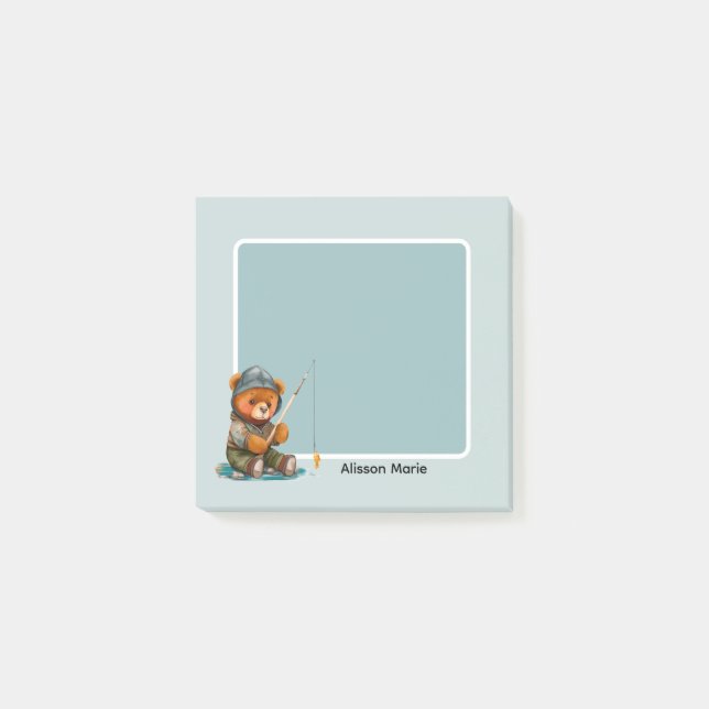 bear fishing a post-it notes (Front)