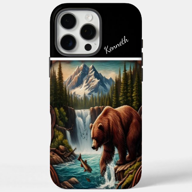 Bear Fishing by Waterfall Case-Mate iPhone Case (Back)