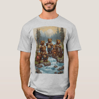 Bear Fishing Expedition: Whimsical T-Shirt Designs