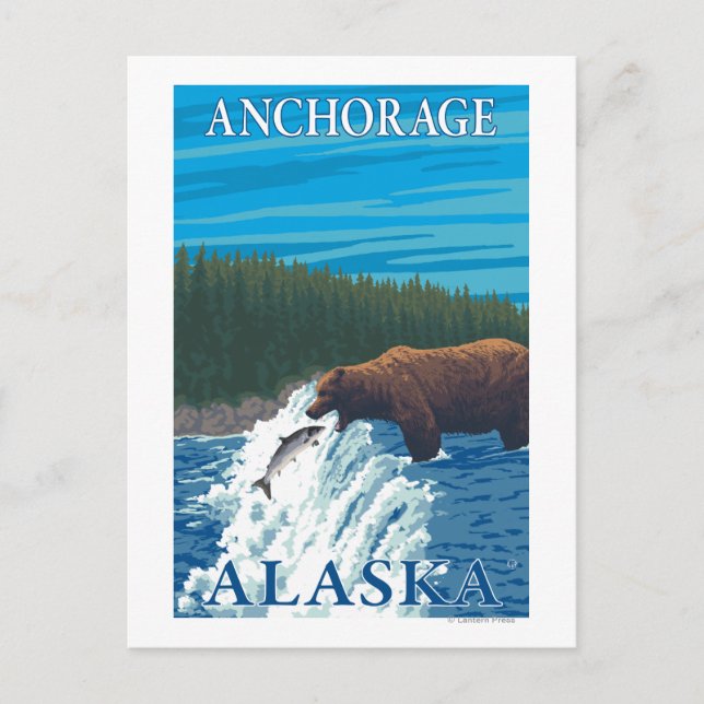Bear Fishing in River - Anchorage, Alaska Postcard (Front)