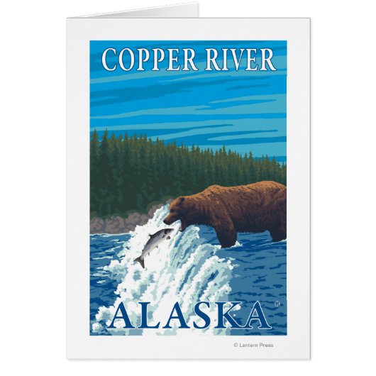 Bear Fishing in River - Copper River, Alaska Cards (Front)