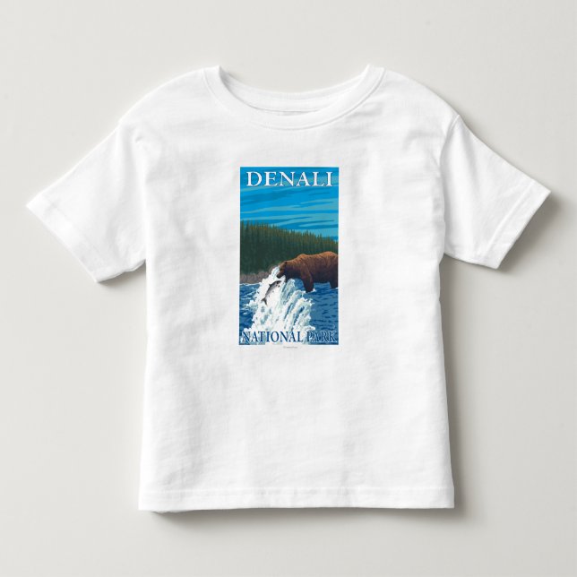 Bear Fishing in River - Denali National Park, Toddler T-shirt (Front)