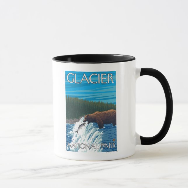 Bear Fishing in River - Glacier National Park, Mug (Right)