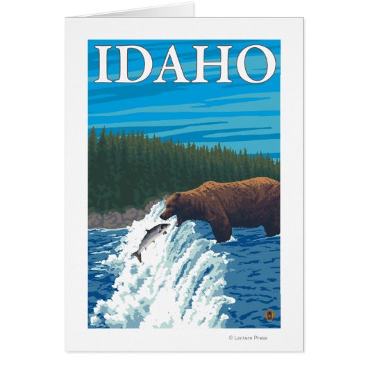Bear Fishing in River - Idaho Cards (Front)