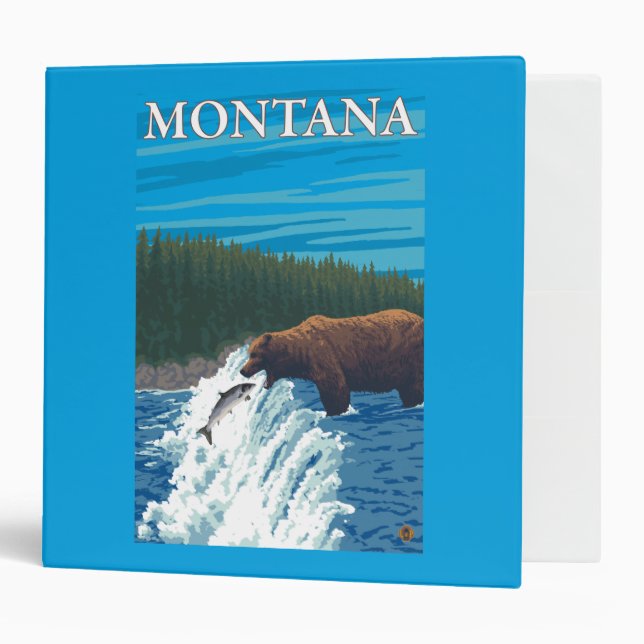Bear Fishing in River - Montana Binder (Front/Inside)
