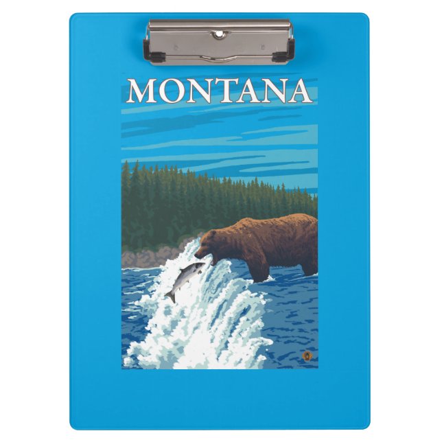 Bear Fishing in River - Montana Clipboard (Front)