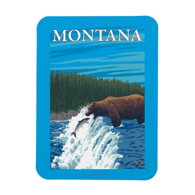 Bear Fishing in River - Montana Magnet (Vertical)