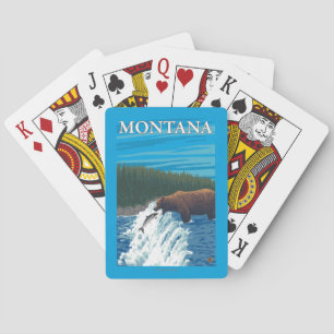 Bear Fishing in River - Montana Poker Cards